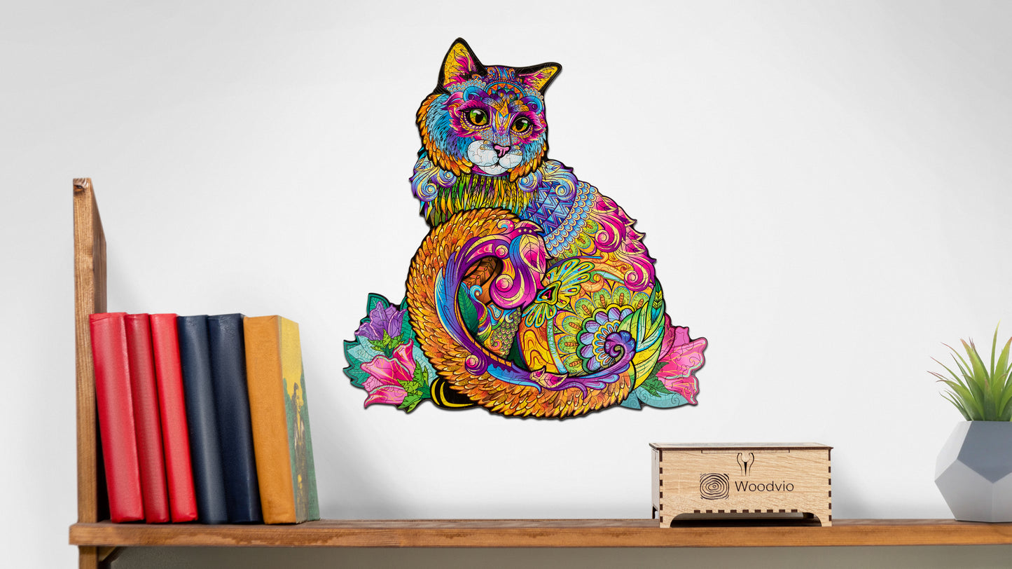 Puzzle en bois chat Woodvio™ (45 x 43 cm)