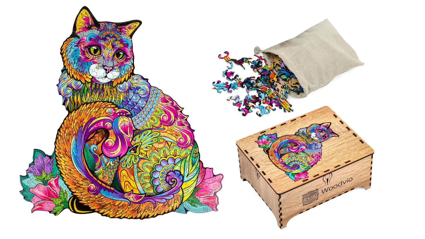 Puzzle en bois chat Woodvio™ (45 x 43 cm)