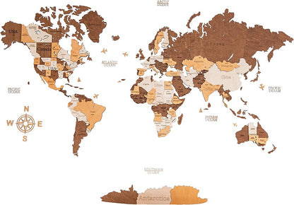 Carte du monde en bois 3D Woodvio™