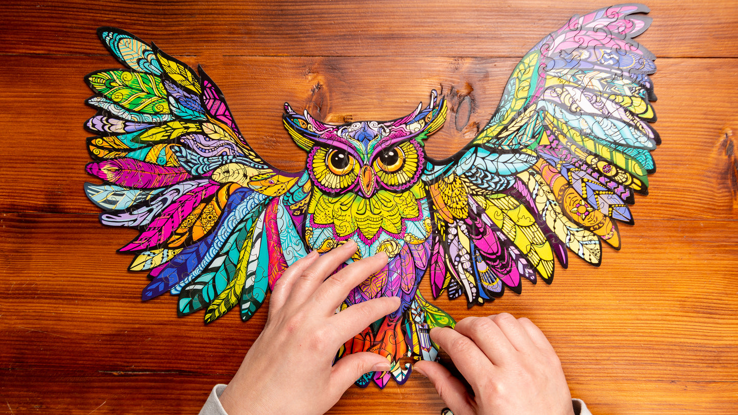 Woodvio™ Puzzle en bois Hibou (32 x 49 cm)