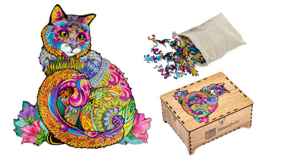 Puzzle en bois chat Woodvio™ (45 x 43 cm)