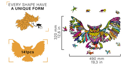 Woodvio™ Puzzle en bois Hibou (32 x 49 cm)