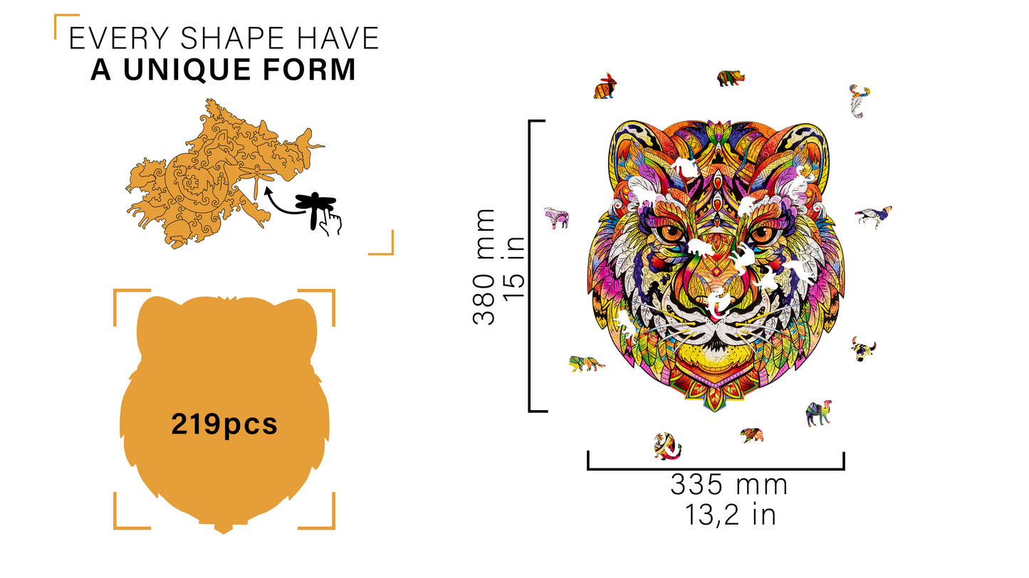 Puzzle en bois Tigre Woodvio™ (38 x 34 cm)