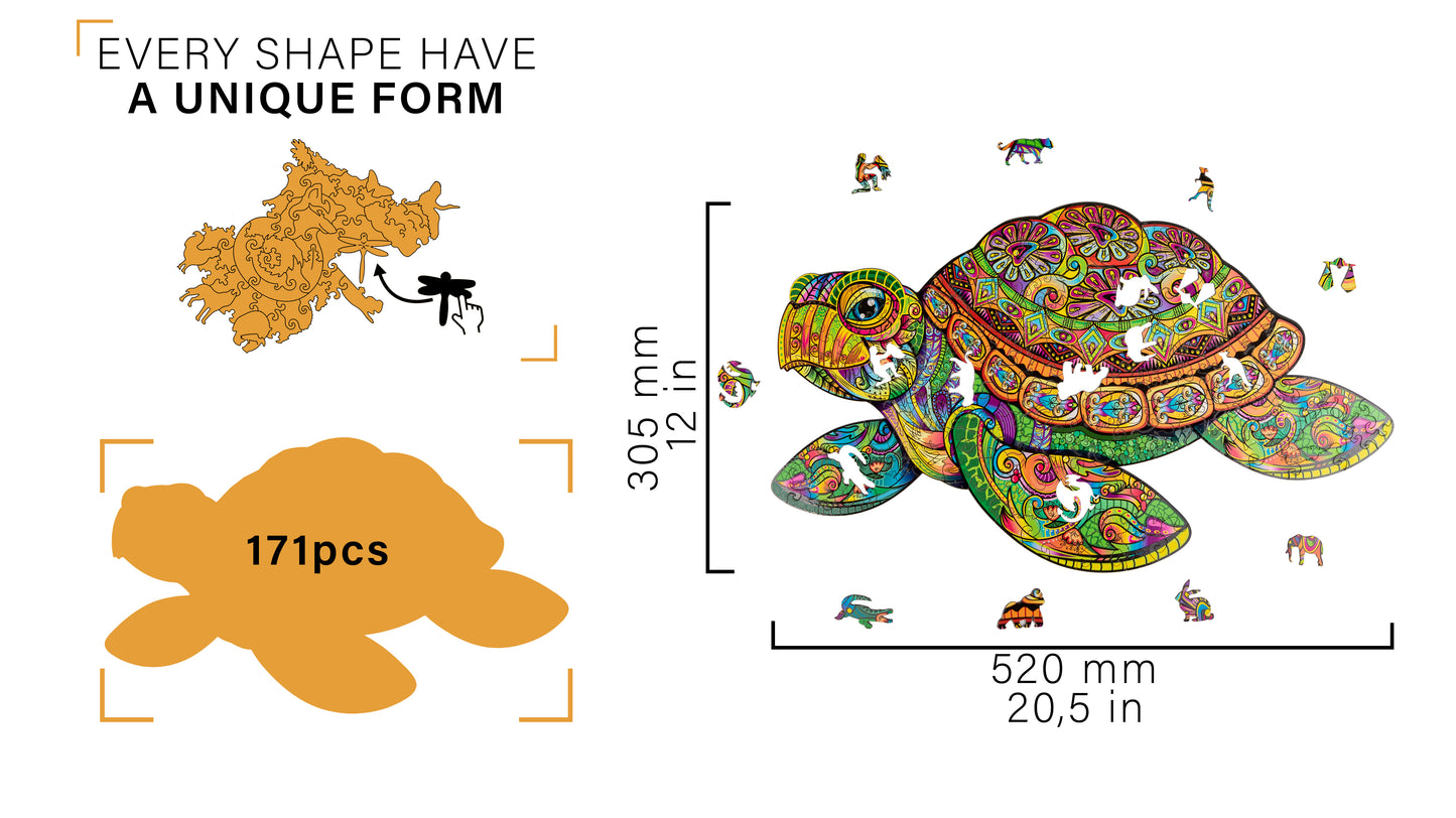 Puzzle en bois Tortue Woodvio™ (31 x 52 cm)